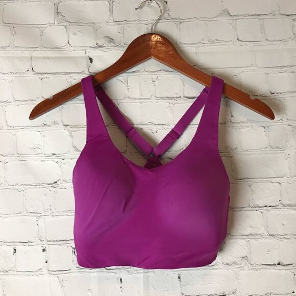 ATHLETA Sports Bra  SIZE 32DD Women Adjustable Padded Hook & Eye Solid Magenta - Picture 1 of 4